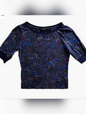 Lauren Ralph Lauren Blue Paisley Crewneck Top S